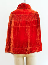 Burnt Orange Velvet Shawl Jacket arcadeshops.com