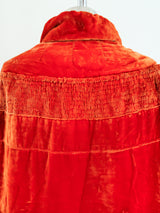 Burnt Orange Velvet Shawl Jacket arcadeshops.com