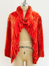 Burnt Orange Velvet Shawl Jacket arcadeshops.com