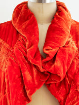 Burnt Orange Velvet Shawl Jacket arcadeshops.com