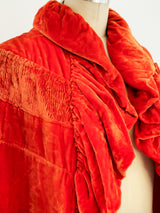 Burnt Orange Velvet Shawl Jacket arcadeshops.com