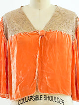 1920's Peach Velvet and Lace Top Jacket arcadeshops.com