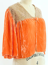 1920's Peach Velvet and Lace Top Jacket arcadeshops.com