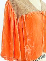 1920's Peach Velvet and Lace Top Jacket arcadeshops.com