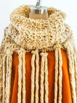 Fringed Turtleneck Sweater with Leather Panel Top arcadeshops.com