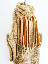 Fringed Turtleneck Sweater with Leather Panel Top arcadeshops.com