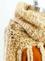 Fringed Turtleneck Sweater with Leather Panel Top arcadeshops.com