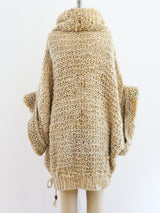 Fringed Turtleneck Sweater with Leather Panel Top arcadeshops.com