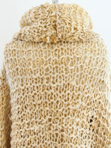Fringed Turtleneck Sweater with Leather Panel Top arcadeshops.com