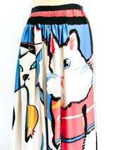 Michaele Vollbracht Cat Printed Maxi Skirt Bottom arcadeshops.com