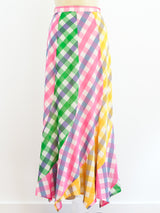 Pastel Rainbow Check Skirt Bottom arcadeshops.com