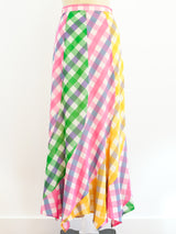 Pastel Rainbow Check Skirt Bottom arcadeshops.com