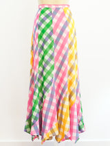 Pastel Rainbow Check Skirt Bottom arcadeshops.com