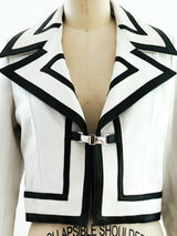 1970's White Leather Jacket with Black Trim Jacket arcadeshops.com
