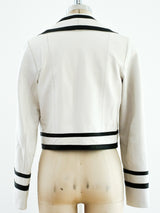 1970's White Leather Jacket with Black Trim Jacket arcadeshops.com