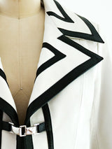 1970's White Leather Jacket with Black Trim Jacket arcadeshops.com