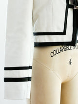 1970's White Leather Jacket with Black Trim Jacket arcadeshops.com