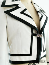 1970's White Leather Jacket with Black Trim Jacket arcadeshops.com