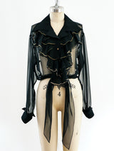 Black Ruffle Tie Front Top Top arcadeshops.com