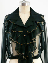 Black Ruffle Tie Front Top Top arcadeshops.com