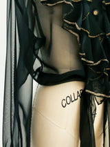 Black Ruffle Tie Front Top Top arcadeshops.com