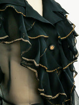 Black Ruffle Tie Front Top Top arcadeshops.com