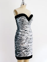 Silver Lurex Ruched Strapless Dress Dress arcadeshops.com