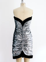 Silver Lurex Ruched Strapless Dress Dress arcadeshops.com