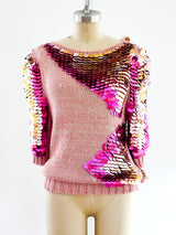 Pink Pailette Embellished Sweater Top arcadeshops.com