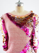 Pink Pailette Embellished Sweater Top arcadeshops.com