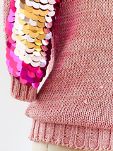 Pink Pailette Embellished Sweater Top arcadeshops.com