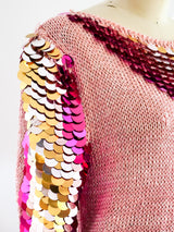 Pink Pailette Embellished Sweater Top arcadeshops.com