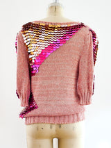 Pink Pailette Embellished Sweater Top arcadeshops.com