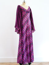 Pleated Angel Sleeve Multicolor Dress Dress arcadeshops.com