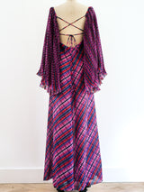 Pleated Angel Sleeve Multicolor Dress Dress arcadeshops.com