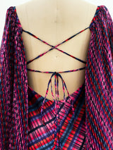 Pleated Angel Sleeve Multicolor Dress Dress arcadeshops.com