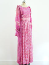 Raksha Block Printed Pink Silk Indian Dress Dress arcadeshops.com