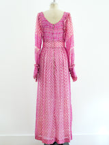 Raksha Block Printed Pink Silk Indian Dress Dress arcadeshops.com