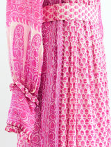 Raksha Block Printed Pink Silk Indian Dress Dress arcadeshops.com