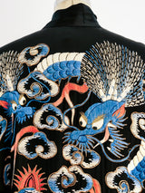 Blue Dragon Embroidered Silk Robe Jacket arcadeshops.com
