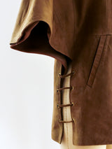 Taupe Suede Shawl Jacket Jacket arcadeshops.com