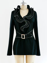 Zipper Ruffle Belted Top Top arcadeshops.com