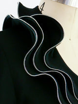 Zipper Ruffle Belted Top Top arcadeshops.com