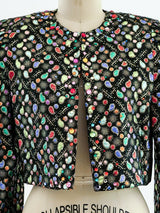 Metallic Paisley Cropped Jacket Jacket arcadeshops.com
