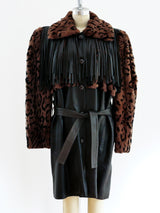 Yves Saint Laurent Fringed Leather and Fur Coat Jacket arcadeshops.com