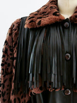 Yves Saint Laurent Fringed Leather and Fur Coat Jacket arcadeshops.com