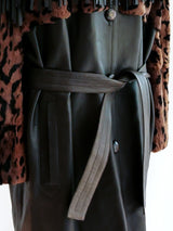Yves Saint Laurent Fringed Leather and Fur Coat Jacket arcadeshops.com