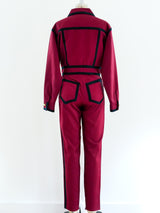 Complice Wine Suit with Navy Trim Suit arcadeshops.com