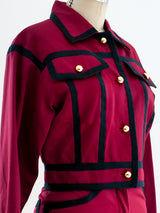 Complice Wine Suit with Navy Trim Suit arcadeshops.com