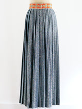 Metallic Silver Pleated Maxi Skirt Bottom arcadeshops.com